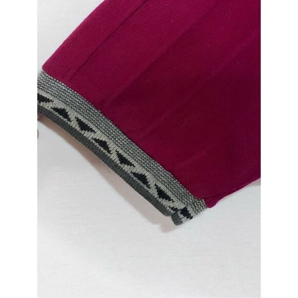 Vintage Jonathan Corey men’s ribbed polo contrast collar and cuffs, maroon sz S - Picture 3 of 6